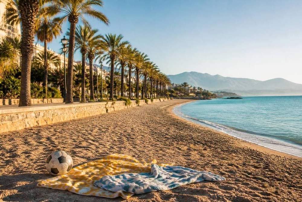 The Costa del Sol coastline on a summer day